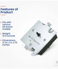 GE Dryer Timer Replacement WE4M365 WE4M527, metal component, 10.4 oz, dimensions 4.75 x 4 x 3.75 inches, fits most GE models