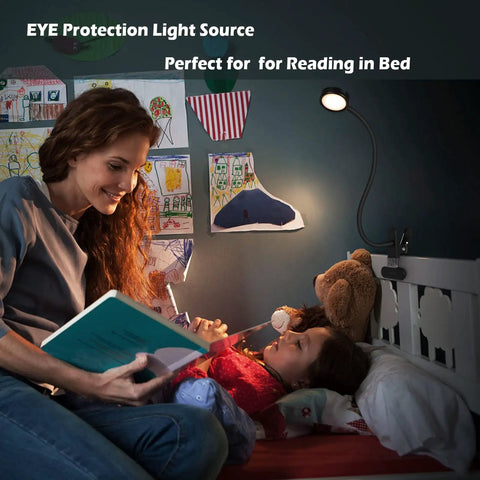 Clip On Reading Light Desk Lamp With Strong Clamp for kids' room with flexible gooseneck, highlighting eye protection feature