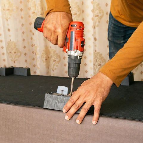 Installing Round Screw On Chair Leg Glides For Indoor Tables And Chairs No Slip PVC Furniture Feet Pads using drill