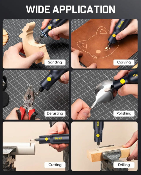 Cordless Rotary Tool Kit With 25000 RPM Motor 5 Speed Settings 44 Accessories For Sanding Polishing Drilling Carving Cutting DIY