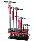 8-Piece SAE T-Handle Hex Allen Key Set with Speed Sleeves for Fast Spin Action, Sliding Top Handle, Long Shafts, Storage Rack