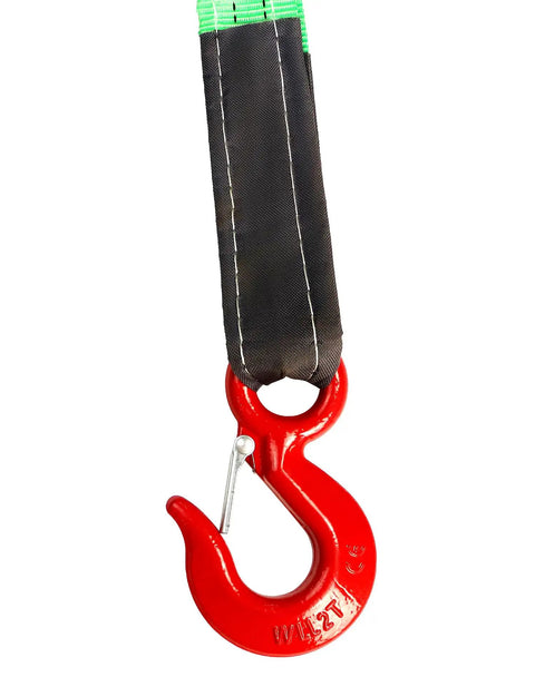 Heavy Duty 5ft Chain Sling Rigging Kit With Four Leg Grab Hooks And Adjuster 13220 Lb Safe Lifting Capacity G80 Alloy Steel Chain Eye Hooks For Safe Towing And Cargo Handling On Job Sites, red grab hook close-up