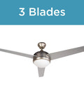 52 Inch Ceiling Fan With Light Kit And Remote Control 3 Blade White Frosted Glass Finish Energy Efficient And Quiet