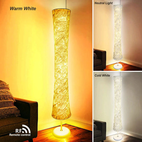 Smart RGB Floor Lamp With Music Sync And 16 Million DIY Colors, 61 Inch Standing Corner Lamp shown in warm, neutral, cold white light