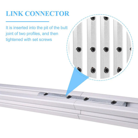 Link connector for Rock Solid Aluminum Profile Connector Bracket Set For 3D Printers And Cnc Routers with set screws.