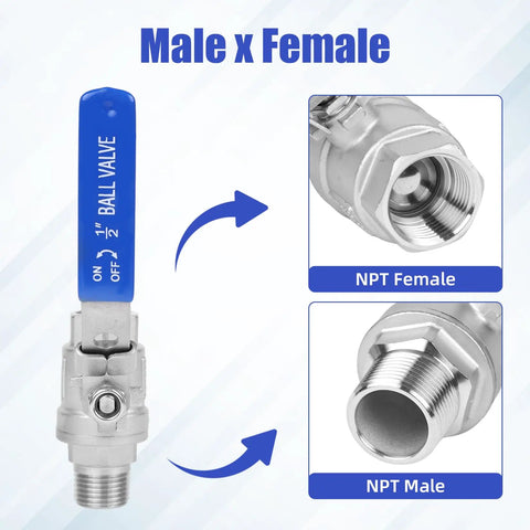 4 Pack Full Port Ball Valve One Half Inch NPT Male To Female 304 Stainless Steel Heavy Duty Shut Off Valve With Locking Device