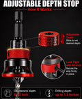 Hassle Free Premium Countersink Drill Bit Set With Adjustable Depth Stopper detailed view showing depth stop adjustment mechanism.
