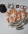 27Pc Plasma Cutter Tip Kit For IPT-60/PT-60 And IPT-40/PT40 Hafnium-Copper Electrodes And Copper Nozzles, various components shown.
