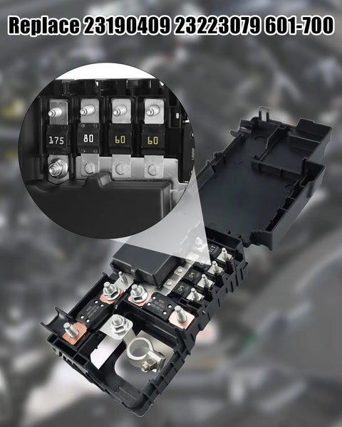 Engine Compartment Fuse Box Assembly For Chevrolet Malibu 2014 2015 2016 showing detailed fuse layout and secure pin connectors.