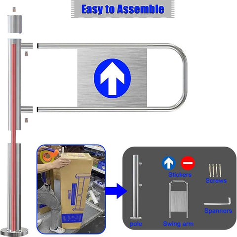 Rock Solid Built Tough Heavy Duty Self Closing Metal Swing Gate One Way Safety Barrier For Warehouses And Retail Shops parts and assembly components