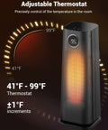 Indoor 1500W Ceramic Space Heater With Thermostat, Quiet Portable Desk Heater, LED display showing 95°F, safe heating