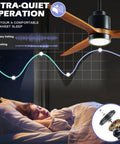 52 Inch Wood Ceiling Fan With Lights For Indoor And Outdoor Use Remote Control 6 Speeds Moisture Resistant Ceiling Fan Ideal For Living Room Bedroom Kitchen Patio, featuring ultra-quiet operation.