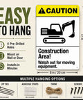 Rugged Aluminum Construction Area Warning Sign 8x12 Inch with illustration and mounting options for worksite outdoor use.