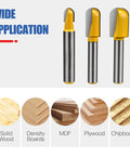 Carbide Router Bits Set With Double Flute Core Box And Round Nose For Woodworking, 1/4 Inch Shank, Includes 1/4, 3/8, And 1/2 Inch Cutting Diameters