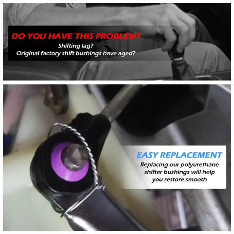 Shifter Bushing Kit For Auto Transmission Repair With Easy Install Tools Compatible With Kia Honda Chrysler Lexus Pontiac Scion Mitsubishi Nissan Toyota Hyundai And More OEM Style Car Shift Cable Bushings, close up of installation and replacement steps.