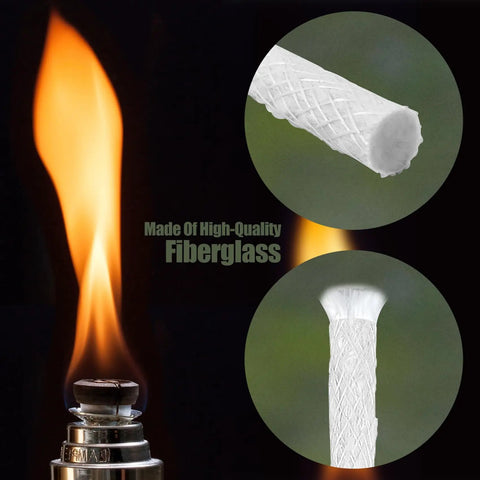 Long Life Fiberglass Torch Wicks 10 Inch Replacement Wicks for Tiki Torches and Oil Lamps, close-up view of material