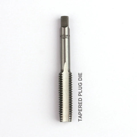 Tapered plug die with square drive, M12x1 marking, metal threading tool