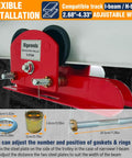 Front view of electric trolley with 1100 lb load capacity for power hoist adjustable beam flange width 2.68 to 4.33 inches