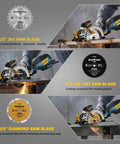 Beast Mini Circular Saw With 5.8 Amp Motor cutting metal with included blades overview