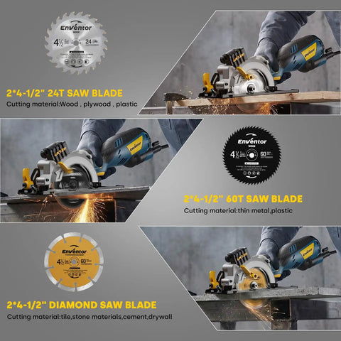 Beast Mini Circular Saw With 5.8 Amp Motor cutting metal with included blades overview