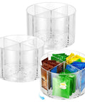 Round 3 Piece Turntable Organizer With 360 Degree Spin Clear Acrylic Lazy Susan For Coffee Pods Tea Bags Drink Mixes And Packets