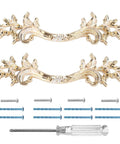 2 Pack European Style Dresser Pulls, 2-1/2 Inch Vintage Gold Antique Cabinet Handles, Retro Drawer Pulls, zinc alloy, screws, screwdriver