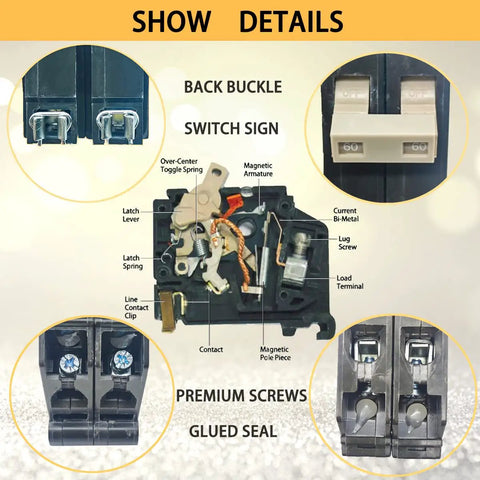 60 Amp Two Pole Plug In Molded Case Circuit Breaker Three Quarter Inch Pro Grade Heavy Duty details diagram