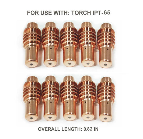Plasma Cutter Consumables Kit For 65 Amp Titanium Torch, Includes 10 Tips 59164 And 10 Electrodes 59182, IPT-65 view.