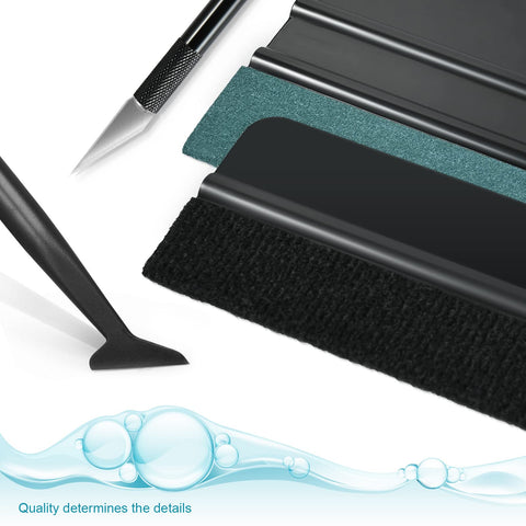 Car Window Tint Installation Kit with 9 in 1 Window Film Tools including pro grade vinyl wrap squeegees and craft knife.