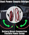 Beefy 16 AWG CB Radio Power Cord With Inline Fuse, 3 Pin Plug Cable, dual power connection setup in vehicle