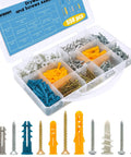 550 Piece Drywall Anchors And Screws Kit with self drilling plastic and zinc anchors in a compartmentalized organizer box