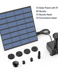 DIY Solar Water Pump Kit For Outdoor Water Features With Six Nozzles Solar Powered Fountain Pump For Bird Bath Ponds Garden And Fish Tank