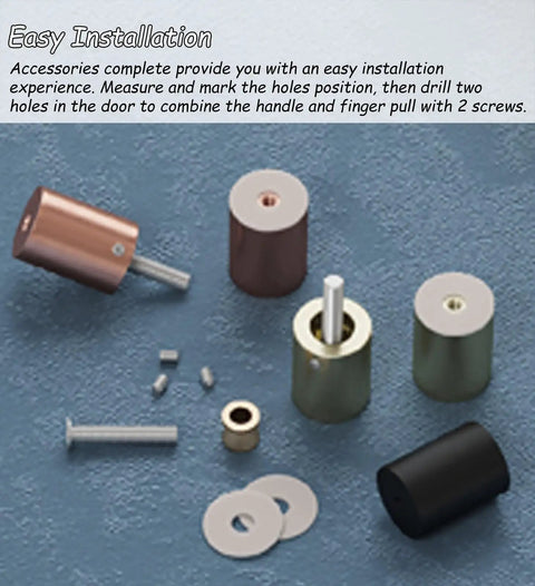 Installation components for Red Half Moon Barn Door Pull Handles for Double Sided Glass Doors, rust resistant aluminum, easy install