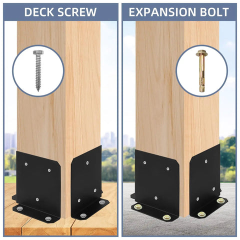 Heavy Duty Adjustable Post Base Bracket Kit For 6x6 And 8x8 Wood Posts Half Column Deck Support For Pergola Railing And Mailbox Mounts Weatherproof Black 8 Pack Built Tough For All Weather
