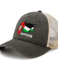 Lightweight Women’s Trucker Hat With Low Profile Unstructured Fit Breathable Cotton Baseball Cap Ventilation Eyelets, Palestinian flag print