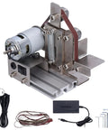 Jauarta Mini Belt Sander Grinder Aluminum Alloy Polishing Machine 9000RPM close-up view with motor, belt, and accessories.