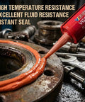 Industrial Grade High Temp Anaerobic Gasket Maker Sealant For Heavy Duty Machinery And Transmissions, 4 Pack 10.14 Fl Oz Cartridges, Oil Gasoline And Transmission Fluid Resistant, Cures Up To 400 F For Instant Seals on metal flange