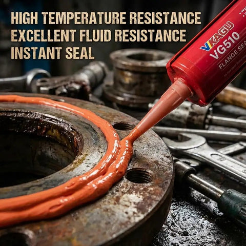 Industrial Grade High Temp Anaerobic Gasket Maker Sealant For Heavy Duty Machinery And Transmissions, 4 Pack 10.14 Fl Oz Cartridges, Oil Gasoline And Transmission Fluid Resistant, Cures Up To 400 F For Instant Seals on metal flange