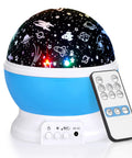 360 Degree Rotating Star Projector Night Light For Kids With USB Cable, 4 LEDs And 8 Color Modes showing starry sky design