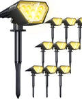 Solar Powered Landscape Spot Lights Set Of Ten Super Bright 700 Lumen Warm White Outdoor Pathway Garden Lights IP67 Weatherproof