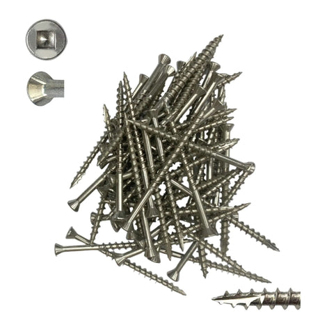 Marine Grade 316 Stainless Steel Wood Screws Size 10 x 2-1/2 Inch Flat Head Square Drive Self Tapping Rust Resistant For Outdoor Deck And Dock Projects 50 Pack