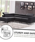 Heavy Duty Metal Mount Plates For Sweet Zero Hassle Table Leg Swaps 20 Piece Furniture Connector Kit With Secure Lock Design on stylish black sofa