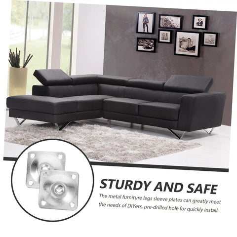 Heavy Duty Metal Mount Plates For Sweet Zero Hassle Table Leg Swaps 20 Piece Furniture Connector Kit With Secure Lock Design on stylish black sofa