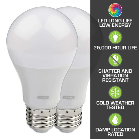 Go-To 4000K White LED Garage Door Opener Bulbs, 2 Pack, showing shatter and vibration resistance