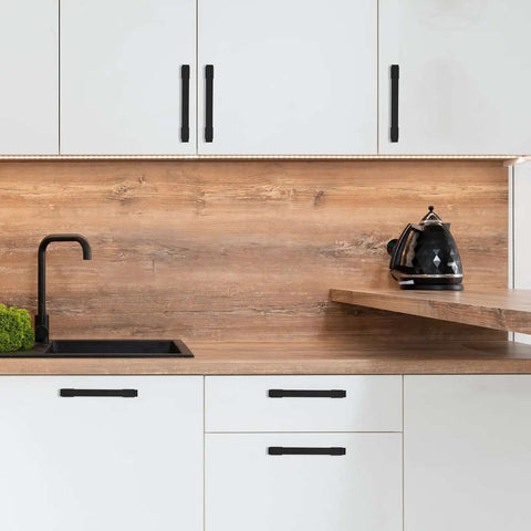 2 Pack Slick Matte Black Cabinet Handles 6-1/4 Inch 160mm Long Kitchen Cupboard Drawer Pulls on white cabinets