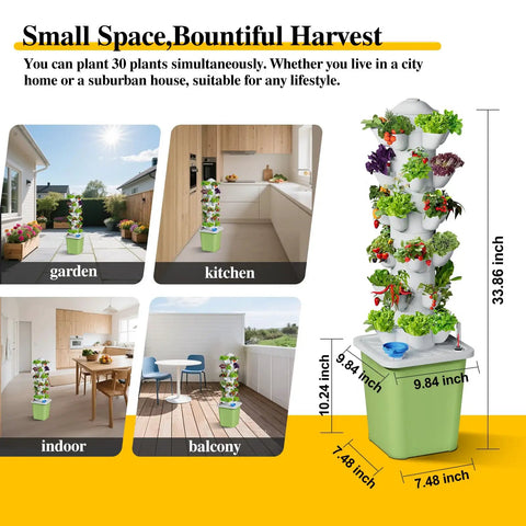 Hydroponics Growing System Kit With 30 Pot Vertical Garden Tower Pump And Timer For Soilless Cultivation
