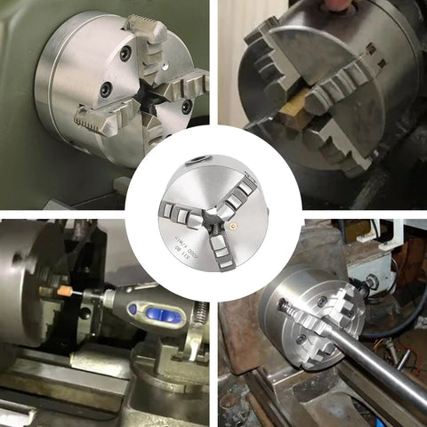 K11-80 3 Inch 3 Jaw Self Centering Lathe Chuck For CNC Drilling Milling Machine With Two Sets Of Hardened Steel Jaws Collage