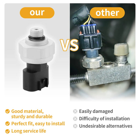 Comparison of AC Pressure Switch Sensor For Toyota Camry 2006-2017, plastic and metal black housing versus alternative options.
