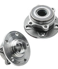 Pair Front Wheel Bearing And Hub Assemblies For Audi And VW Models Kit, showing front and side view with 4-bolt square flange
