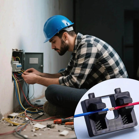 Technician using Adjustable Suction Bracket Welding Wire Fixture With Table Clamp For Motherboard Soldering, Precision Welding Locator Tool.